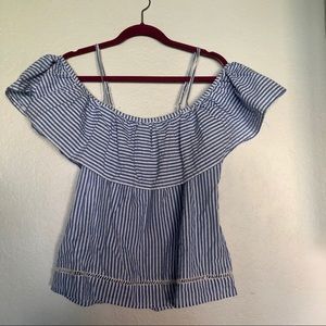 Style Envy striped off the shoulder peasant shirt